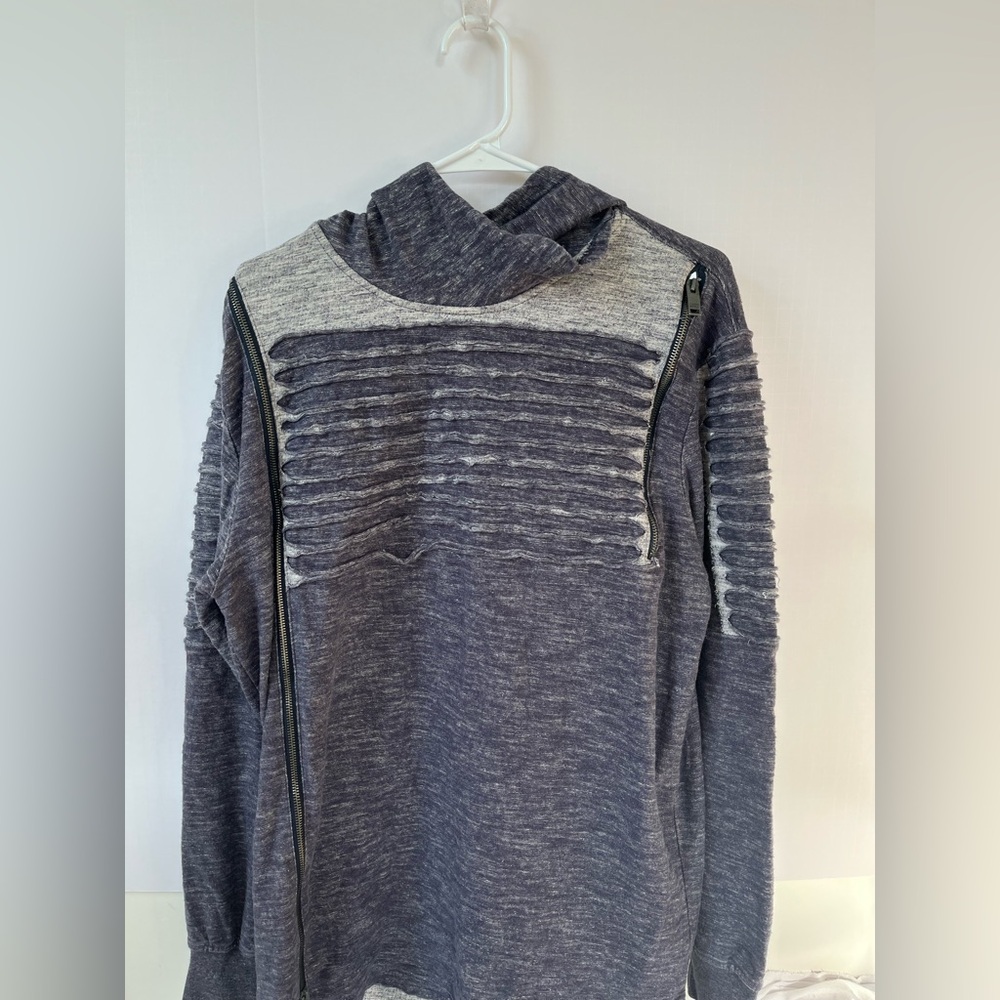Men's Navy and Gray Zip-Up Sweater